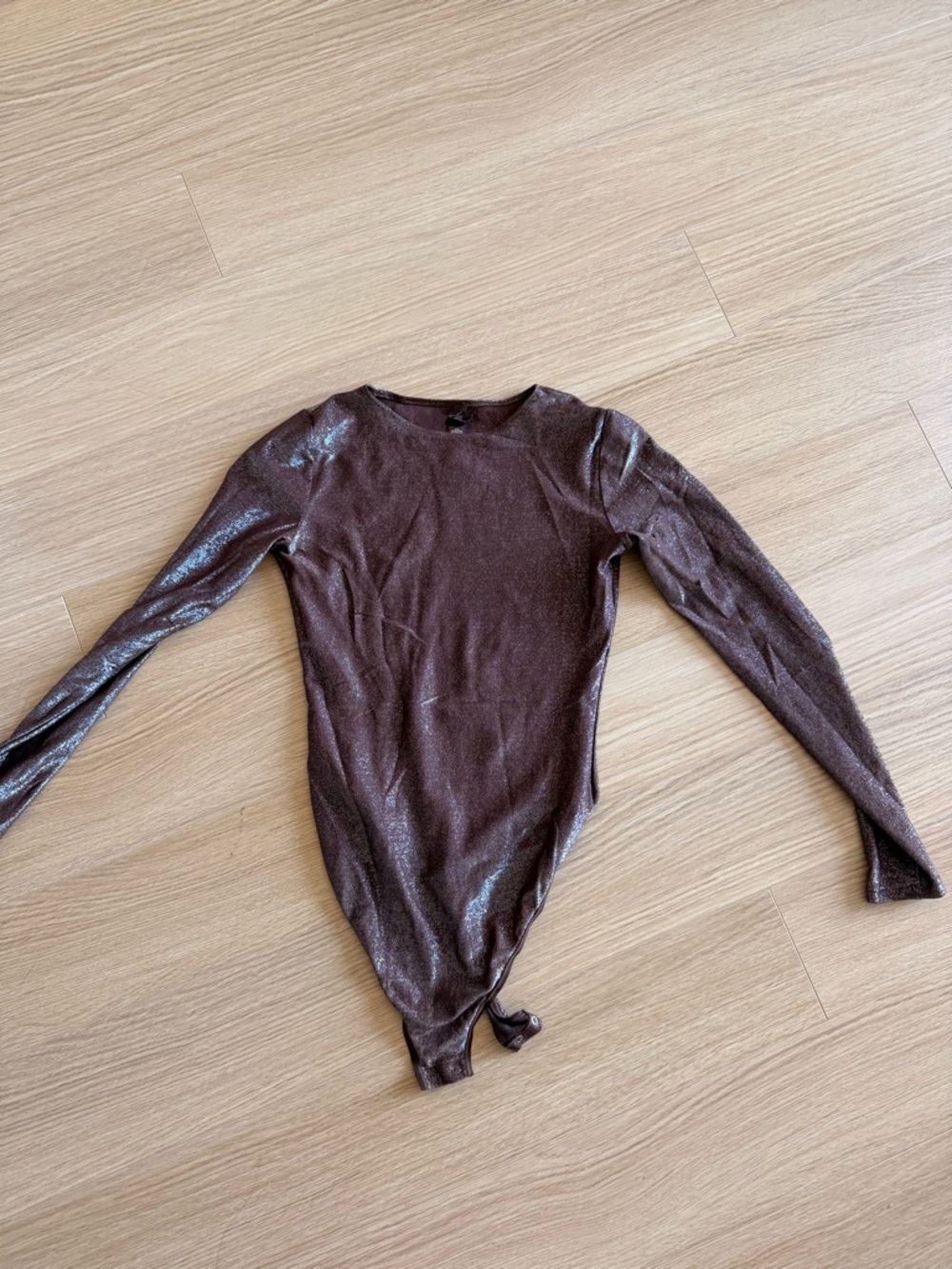 SKIMS sparkle Brown Long-Sleeve Bodysuit